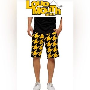 Loud mouth black and yellow golf shorts big buzz